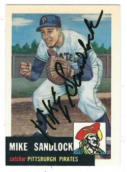 Autographed MIKE SANDLOCK 1953 Topps Archives Card