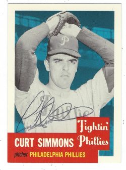 Autographed CURT SIMMONS 1953 Topps Archives Card