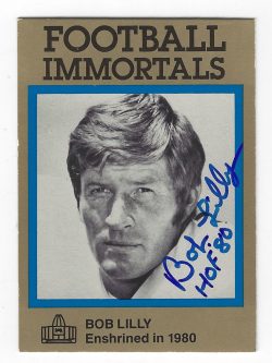 Autographed BOB LILLY Dallas Cowboys 1985 Football Immortals Card