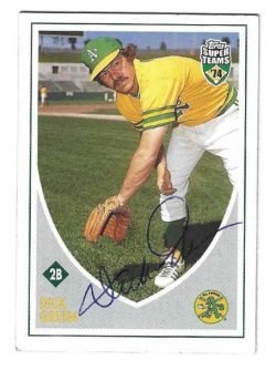 Autographed DICK GREEN Oakland A's 2002 TOPPS SUPER TEAMS CARD