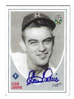 Autographed  CLEM LABINE Brooklyn Dodgers 2002 TOPPS SUPER TEAMS CARD