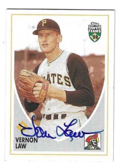 Autographed VERN LAW Pittsburgh Pirates 2002 TOPPS SUPER TEAMS CARD
