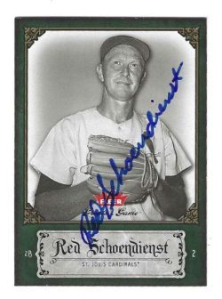 Autographed RED SCHOENDIENST St. Louis Cardinals 2006 FLEER GREATS of the GAME CARD