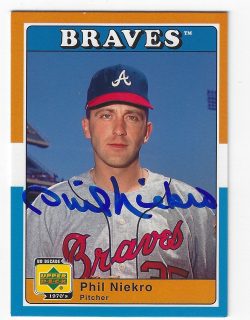 Autographed PHIL NIEKRO UD 1970's Decade Card