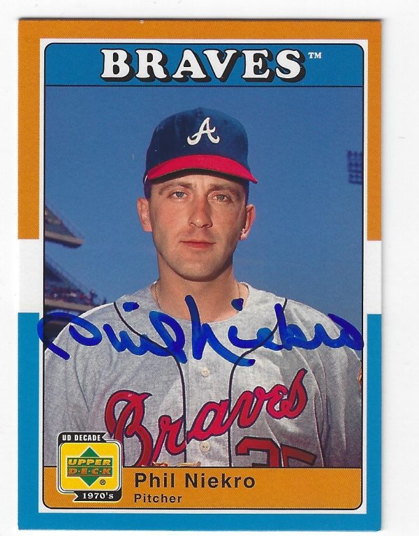 Autographed PHIL NIEKRO UD 1970's Decade Card