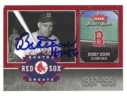 Autographed BOBBY DOERR Boston Red Sox 2006 FLEER GREATS of the GAME CARD