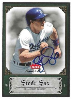 Autographed STEVE SAX Los Angeles Dodgers 2006 FLEER GREATS of the GAME CARD
