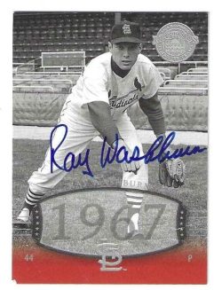 Autographed RAY WASHBURN St. Louis Cardinals 2004 Upper Deck Timeless Teams Card