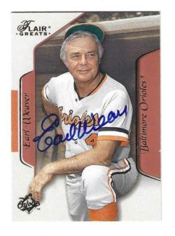 Autographed EARL WEAVER Baltimore Orioles 2003 FLEER FLAIR GREATS CARD
