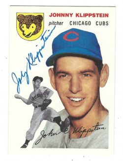 Autographed JOHNNY KLIPPSTEIN Chicago Cubs 1954 Topps Archives card