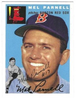 Autographed MEL PARNELL Boston Red Sox 1954 Topps Archive card