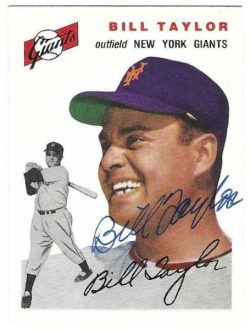 Autographed BILL TAYLOR New York Giants 1954 Topps Archive card
