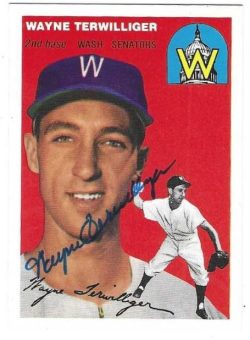 Autographed  WAYNE TERWILLIGER Washington Senators 1954 Topps Archive card