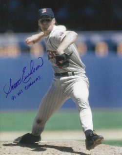 AUTOGRAPHED SCOTT ERICKSON "91 WS Champs" 8X10 Minnesota Twins photo