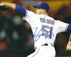 AUTOGRAPHED JUSTIN GRIMM 8X10 photo Texas Rangers
