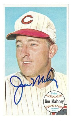 Autographed JIM MALONEY Cincinnati Reds 1964 Topps Giant Card