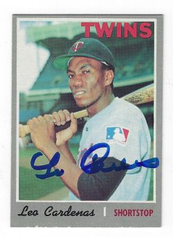 Autographed LEO CARDENAS Minnesota Twins 1970 Topps Card