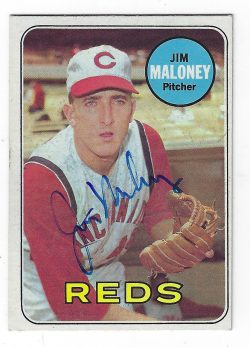 Autographed JIM MALONEY Cincinnati Reds 1969 Topps Card