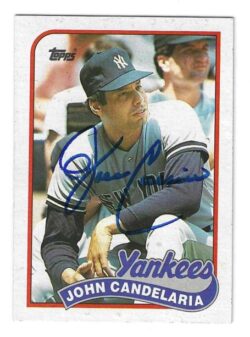 Autographed JOHN CANDELARIA New York Yankees 1989 Topps Card