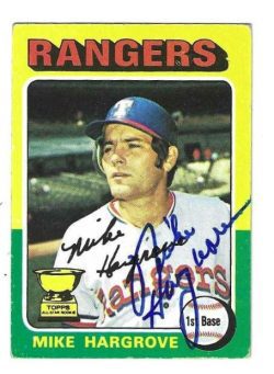 Autographed MIKE HARGROVE Texas Rangers 1975 Topps Card