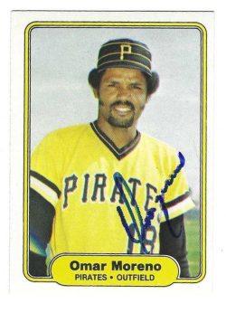 Autographed OMAR MORENO Pittsburgh Pirates 1982 Fleer Card