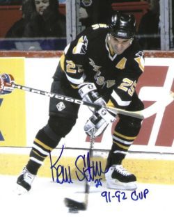 Autographed KEVIN STEVENS "91-912 Cup" 8X10 Pittsburgh Penguins Photo