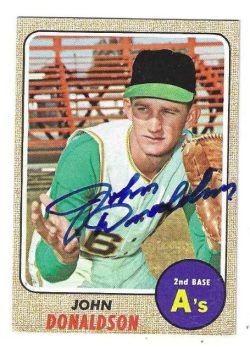 Autographed John Donaldson Oakland A's 1968 Topps Card