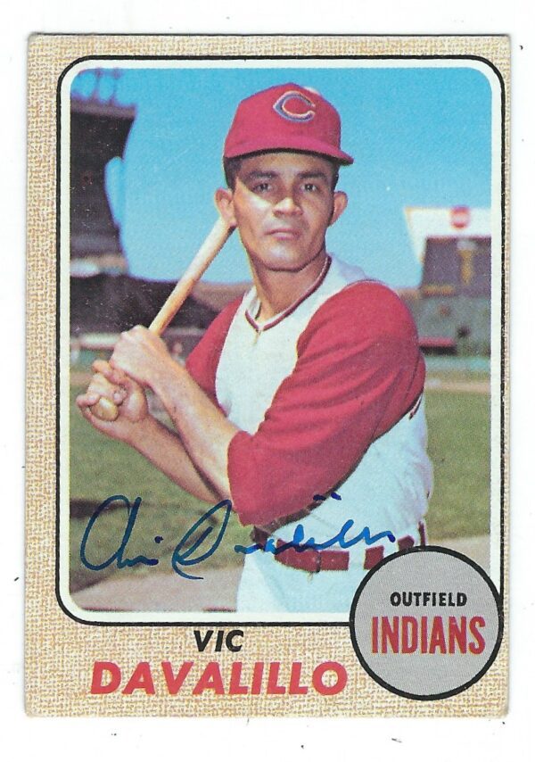 Autographed  Vic Davalillo  1968 Topps Card