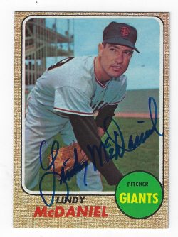 Autographed Lindy McDaniel 1968 Topps Card