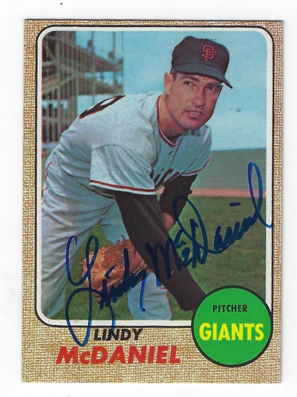 Autographed Lindy McDaniel 1968 Topps Card