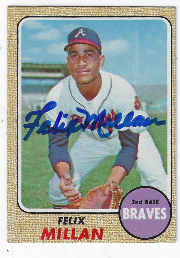 Autographed Felix Millan Atlanta Braves 1968 Topps Card