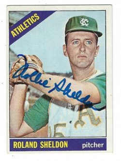 Autographed ROLAND SHELDON Kansas City A's 1966 Topps Card