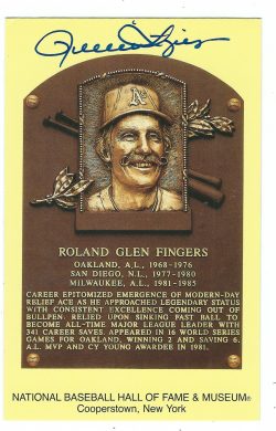 Autographed Rollie Fingers Hall of Fame Gold Plaque