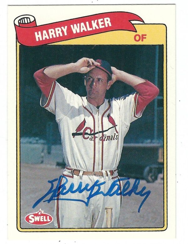 Autographed HARRY WALKER 1989 Swell Baseball Greats card