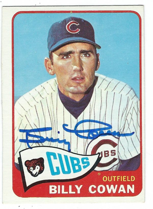 Autographed Billy Cowan Chicago Cubs 1965 Topps Card