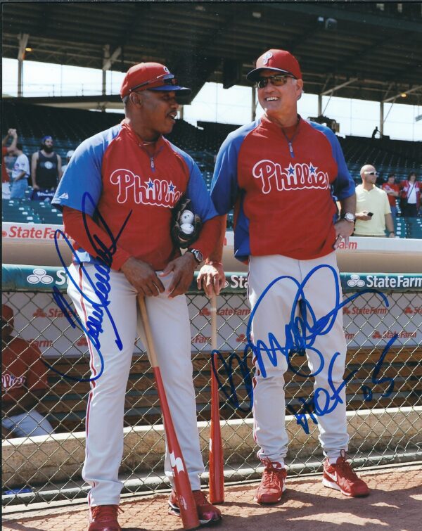 AUTOGRAPHED JUAN SAMUEL & RYNE SANDBERG 8X10 Philadelphia Phillies Photo