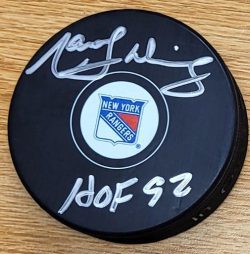 Autographed  MARCEL DIONNE "HOF 92" New York Rangers Hockey Puck