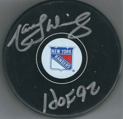 Autographed  MARCEL DIONNE New York Rangers Hockey Puck