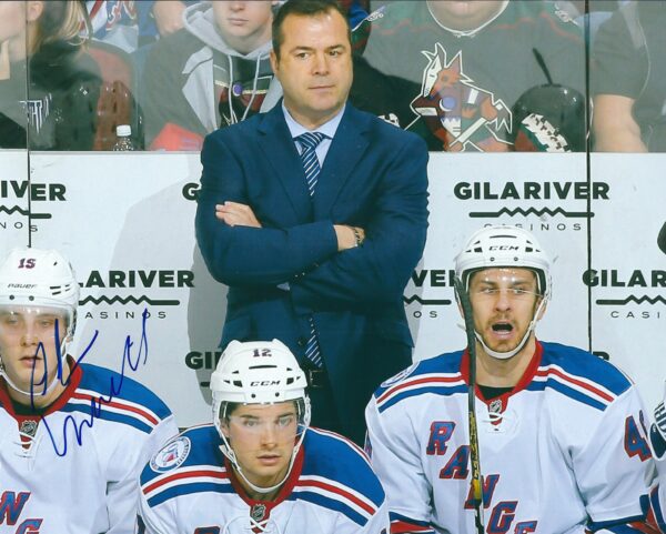 Autographed ALAIN VIGNEAULT 8X10 New York Rangers Photo