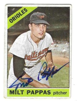 Autographed MILT PAPPAS Baltimore Orioles 1966 Topps Card