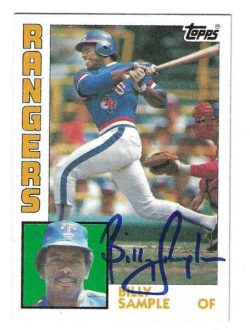 Autographed BILLY SAMPLE Texas Rangers 1984 Topps Card