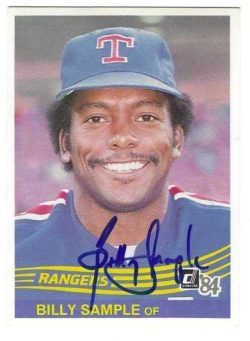 Autographed BILLY SAMPLE Texas Rangers 1984 Donruss Card