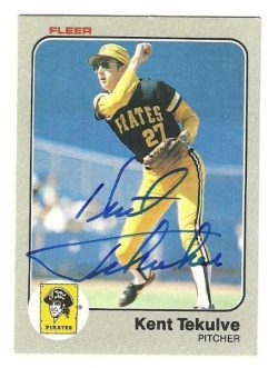 Autographed  KENT TEKULVE Pittsburgh Pirates 1983 FLEER Card