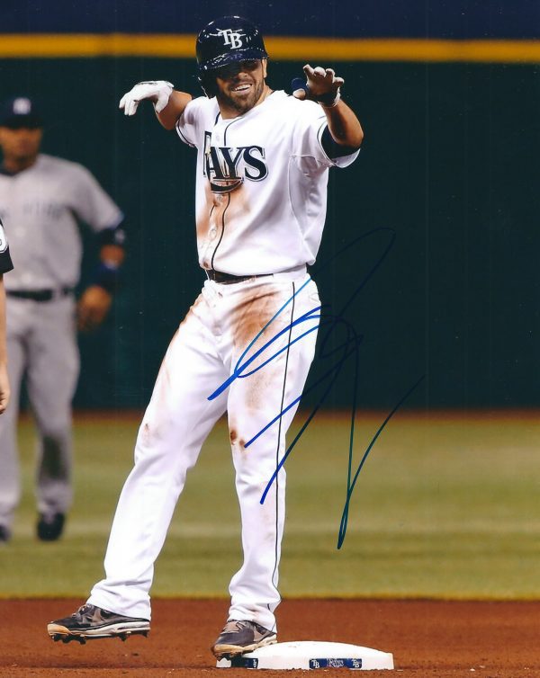 Autographed DAVID DEJESUS 8X10 Tampa Bay Rays Photo.