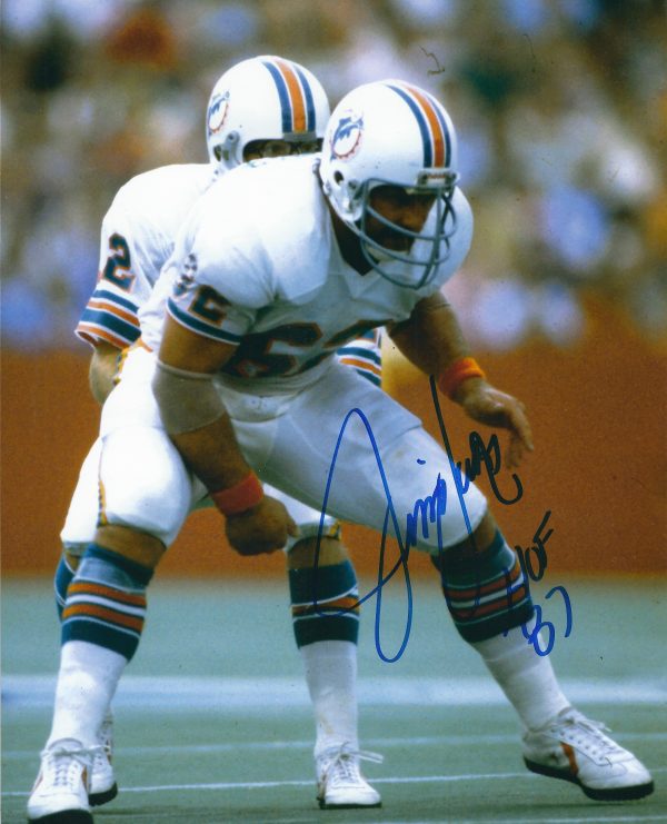 Autographed JIM LANGER 8X10 Miami Dolphins  photo