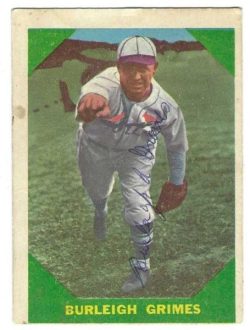Autographed 1960 Fleer Burleigh Grimes Brooklyn Dodgers Card #59 - w/COA