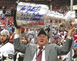 Autographed ED JOHNSTON 8x10 Pittsburgh Penguins Photo