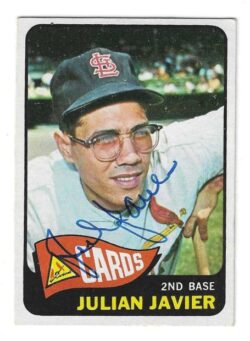 Autographed JULIAN JAVIER St. Louis Cardinals 1965 Topps Card