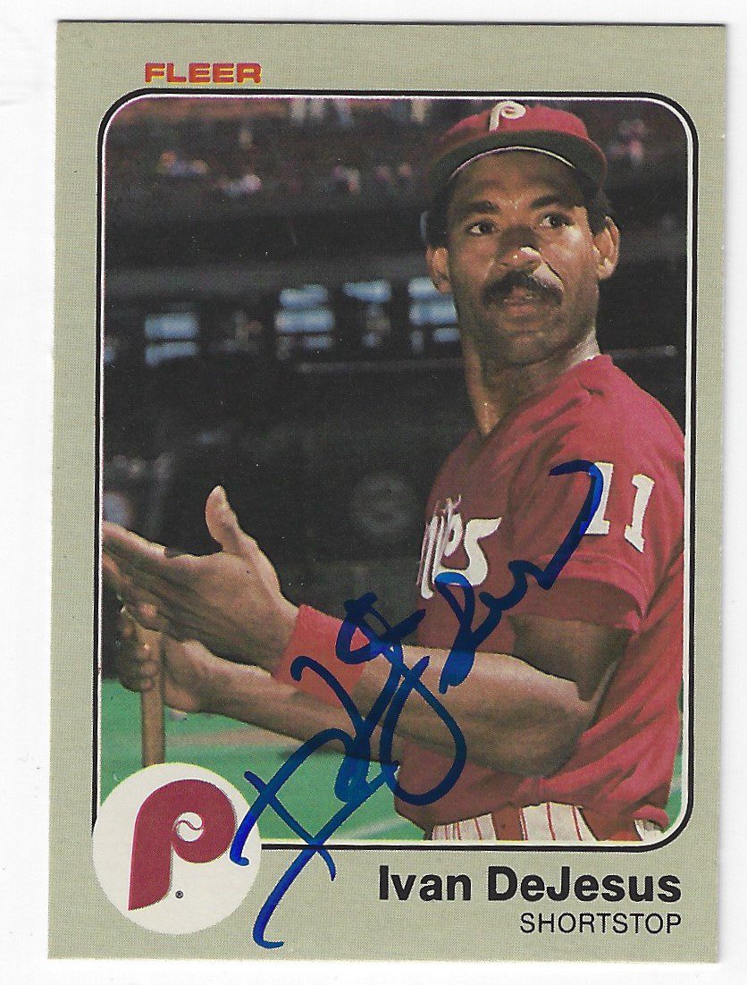 Autographed IVAN DEJESUS Philadelphia Phillies 1983 FLEER Card