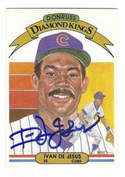Autographed IVAN DEJESUS Chicago Cubs 1982 Donruss Diamond King
